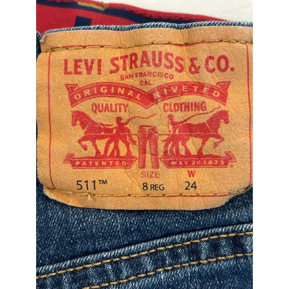 Levis 511 Slim Fit Boys Denim Shorts Dark Wash Size 8 Regular W24